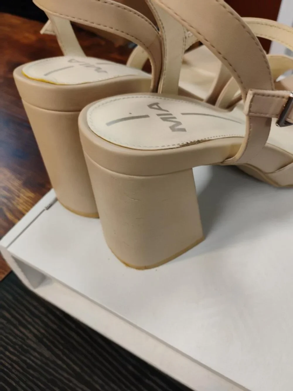 MIA Janessa Nude Strappy Block Heel Sandals Size 8.5